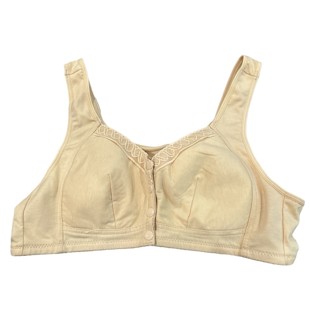 NWT Glamorette Snap Front Bra Older Women Cotton Front Closure Bra L/XL See pics
